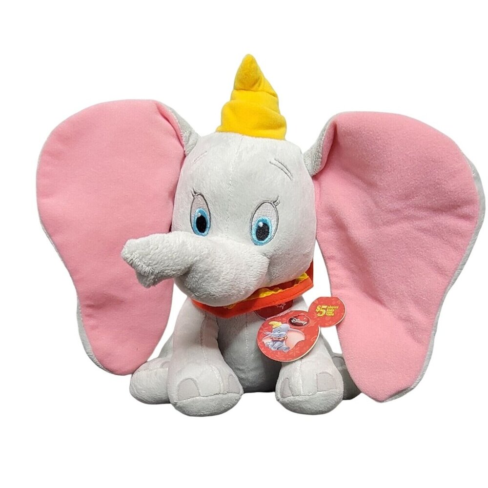 Kohls Cares Disney Dumbo Elephant Gray Plush Pink Ears 12" Stuffed Animal 2014